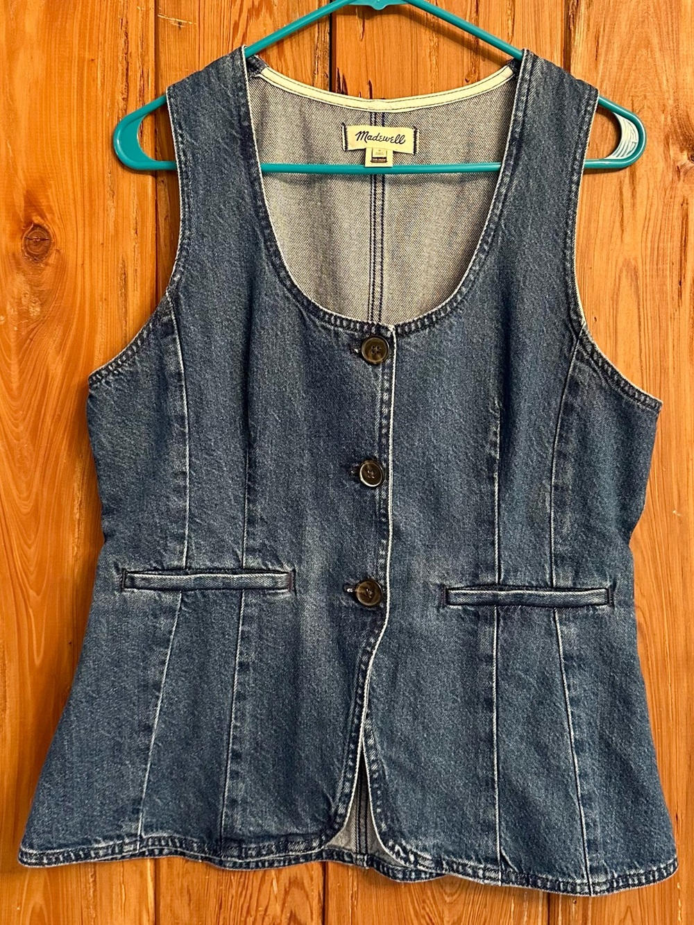 Madewell Denim Scoopneck Cutaway Vest - Picture 3 of 6